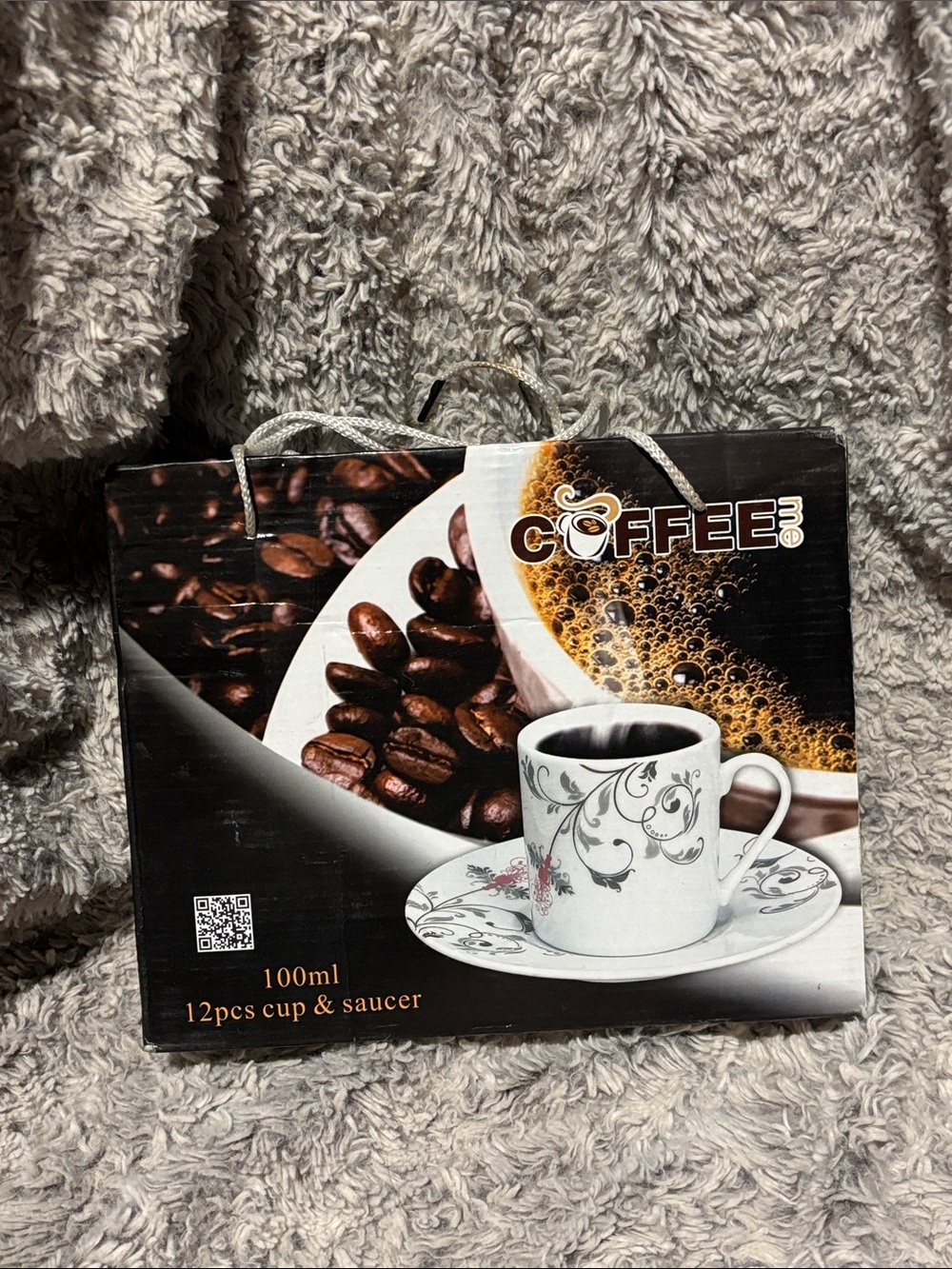 12pc White Floral Cup & Saucer Set - 100ml